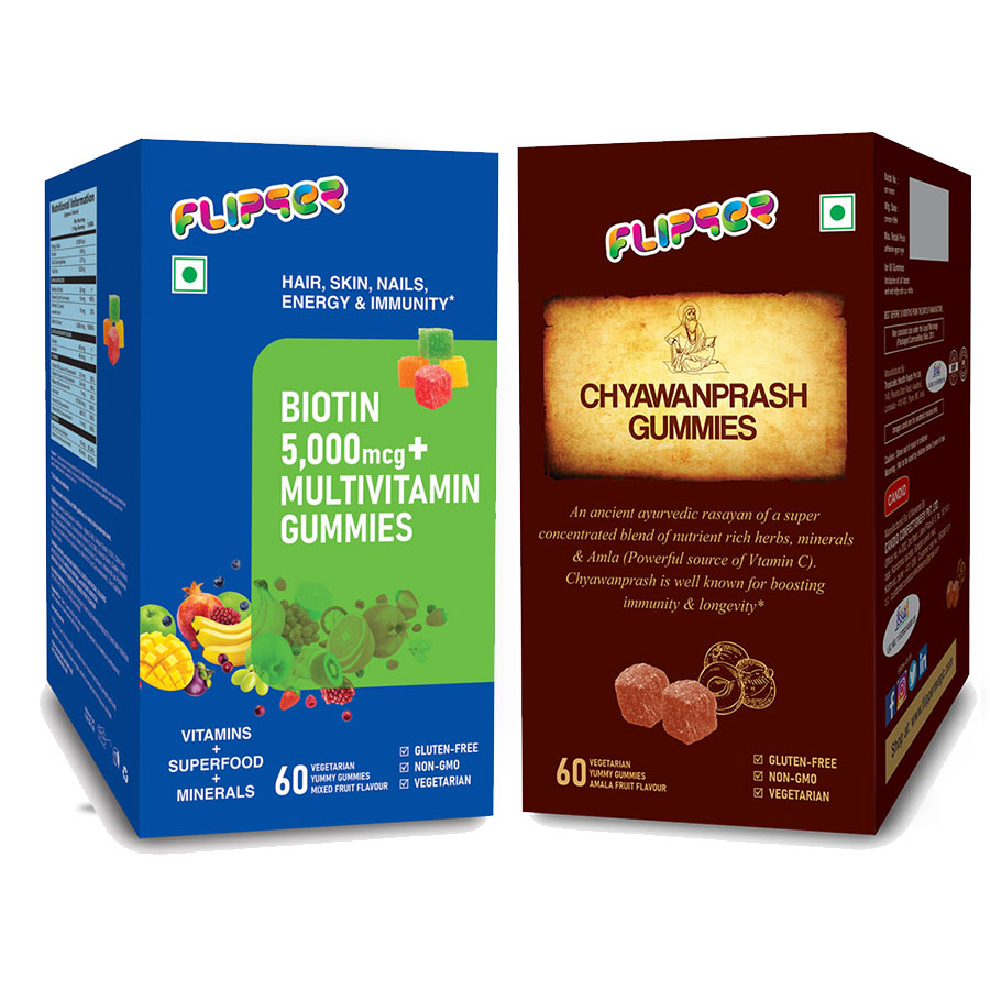 Combo Offer – Biotin 5,000mcg+Vitamin Gummies + Chyawanprash Gummies