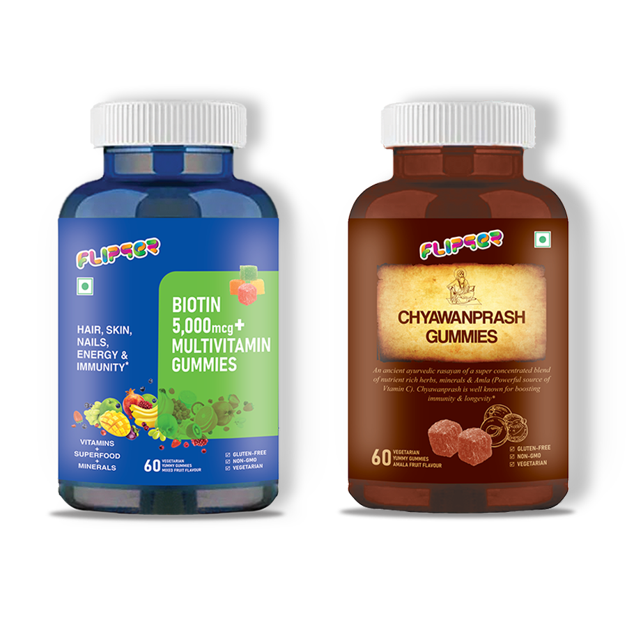 Combo Offer – Biotin 5,000mcg+Vitamin Gummies + Chyawanprash Gummies pic